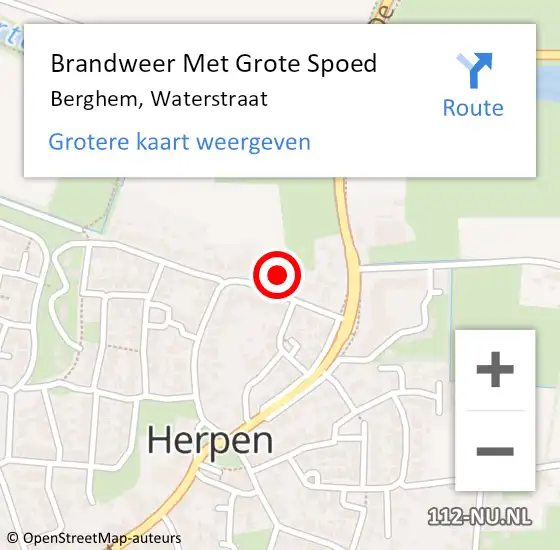 Locatie op kaart van de 112 melding: Brandweer Met Grote Spoed Naar Berghem, Waterstraat op 4 april 2025 20:40