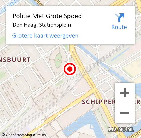 Locatie op kaart van de 112 melding: Politie Met Grote Spoed Naar Den Haag, Stationsplein op 4 april 2025 21:44