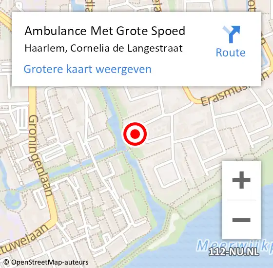 Locatie op kaart van de 112 melding: Ambulance Met Grote Spoed Naar Haarlem, Cornelia de Langestraat op 4 april 2025 22:11