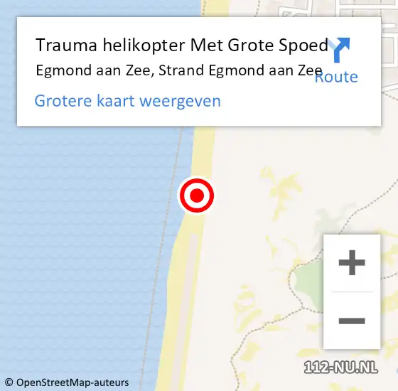 Locatie op kaart van de 112 melding: Trauma helikopter Met Grote Spoed Naar Egmond aan Zee, Strand Egmond aan Zee op 4 april 2025 22:15