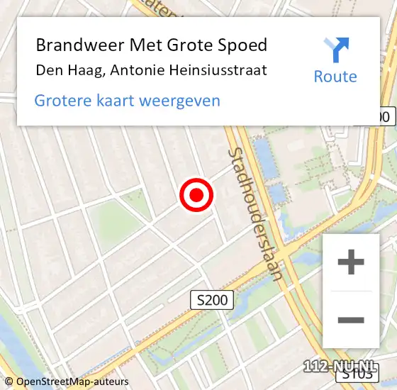 Locatie op kaart van de 112 melding: Brandweer Met Grote Spoed Naar Den Haag, Antonie Heinsiusstraat op 4 april 2025 22:21
