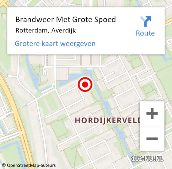 Locatie op kaart van de 112 melding: Brandweer Met Grote Spoed Naar Rotterdam, Averdijk op 4 april 2025 22:39