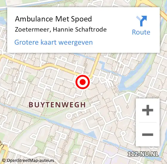 Locatie op kaart van de 112 melding: Ambulance Met Spoed Naar Zoetermeer, Hannie Schaftrode op 4 april 2025 23:17