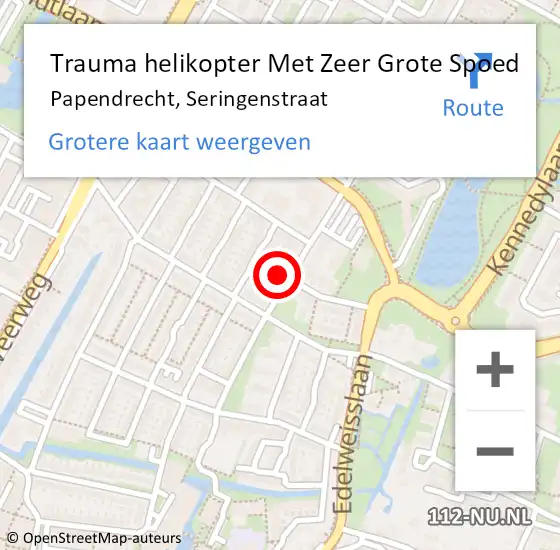 Locatie op kaart van de 112 melding: Trauma helikopter Met Zeer Grote Spoed Naar Papendrecht, Seringenstraat op 4 april 2025 23:25