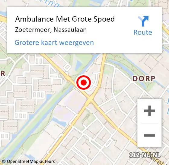 Locatie op kaart van de 112 melding: Ambulance Met Grote Spoed Naar Zoetermeer, Nassaulaan op 5 april 2025 01:11