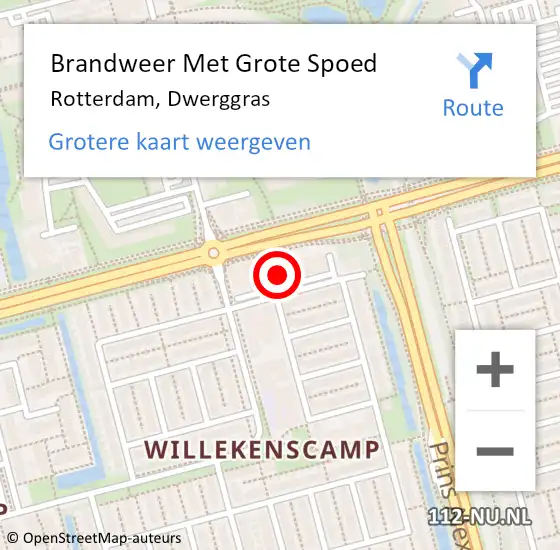Locatie op kaart van de 112 melding: Brandweer Met Grote Spoed Naar Rotterdam, Dwerggras op 5 april 2025 01:37