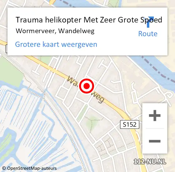 Locatie op kaart van de 112 melding: Trauma helikopter Met Zeer Grote Spoed Naar Wormerveer, Wandelweg op 5 april 2025 01:39