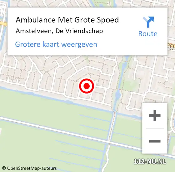 Locatie op kaart van de 112 melding: Ambulance Met Grote Spoed Naar Amstelveen, De Vriendschap op 5 april 2025 02:03