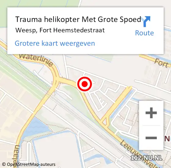 Locatie op kaart van de 112 melding: Trauma helikopter Met Grote Spoed Naar Weesp, Fort Heemstedestraat op 5 april 2025 02:37