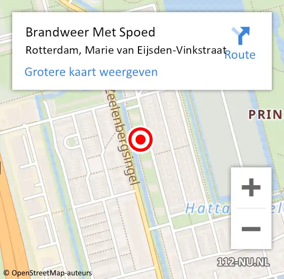 Locatie op kaart van de 112 melding: Brandweer Met Spoed Naar Rotterdam, Marie van Eijsden-Vinkstraat op 5 april 2025 02:41