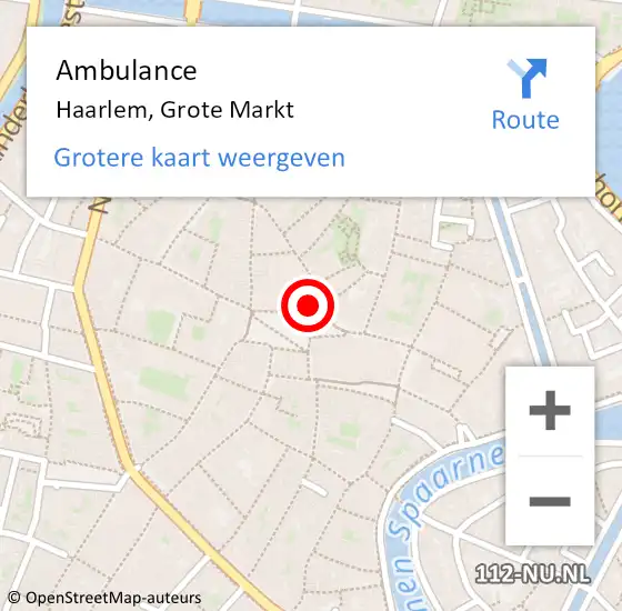 Locatie op kaart van de 112 melding: Ambulance Haarlem, Grote Markt op 5 april 2025 04:03
