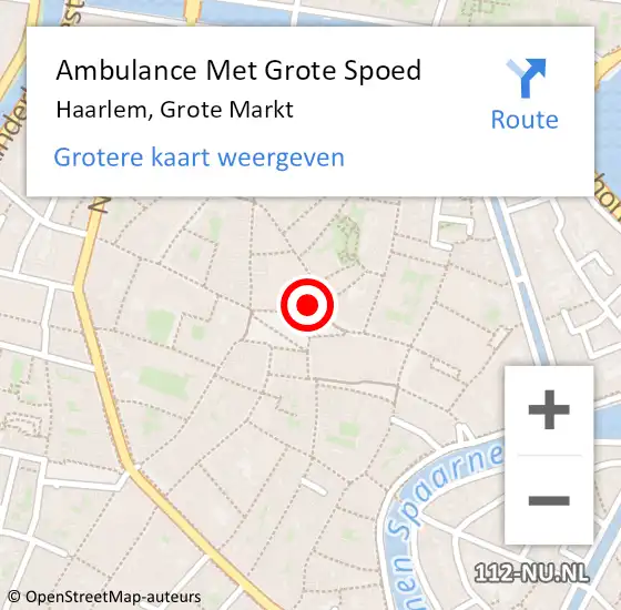 Locatie op kaart van de 112 melding: Ambulance Met Grote Spoed Naar Haarlem, Grote Markt op 5 april 2025 04:04