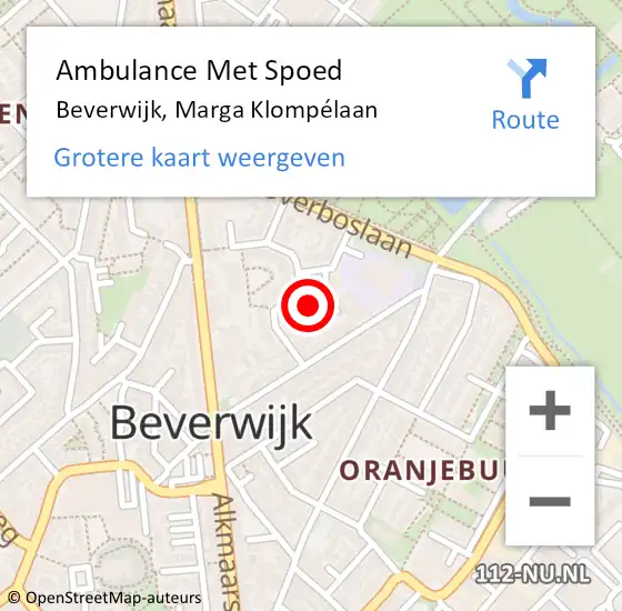 Locatie op kaart van de 112 melding: Ambulance Met Spoed Naar Beverwijk, Marga Klompélaan op 5 april 2025 04:41