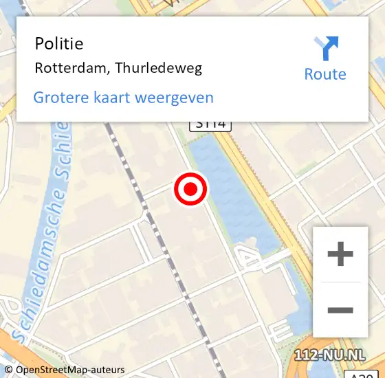 Locatie op kaart van de 112 melding: Politie Rotterdam, Thurledeweg op 5 april 2025 05:37