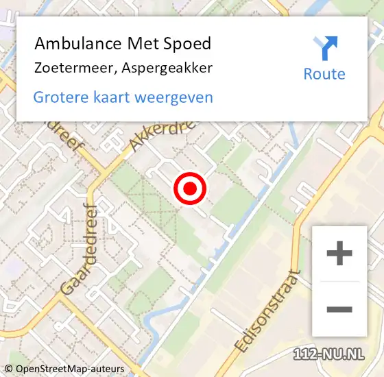 Locatie op kaart van de 112 melding: Ambulance Met Spoed Naar Zoetermeer, Aspergeakker op 5 april 2025 05:55
