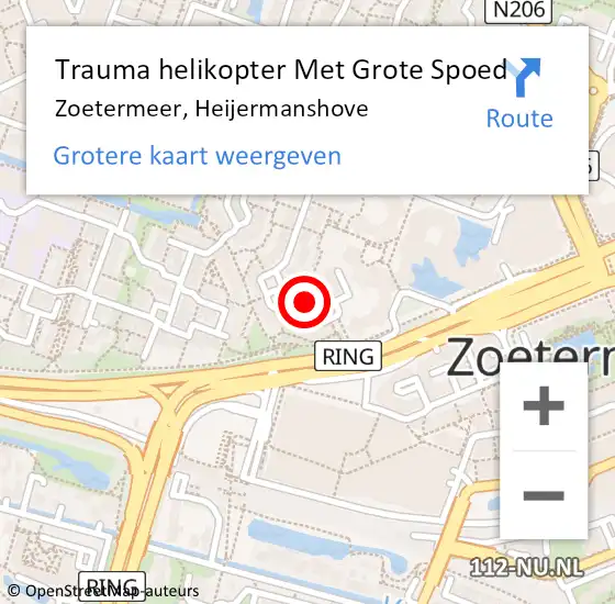 Locatie op kaart van de 112 melding: Trauma helikopter Met Grote Spoed Naar Zoetermeer, Heijermanshove op 5 april 2025 05:56