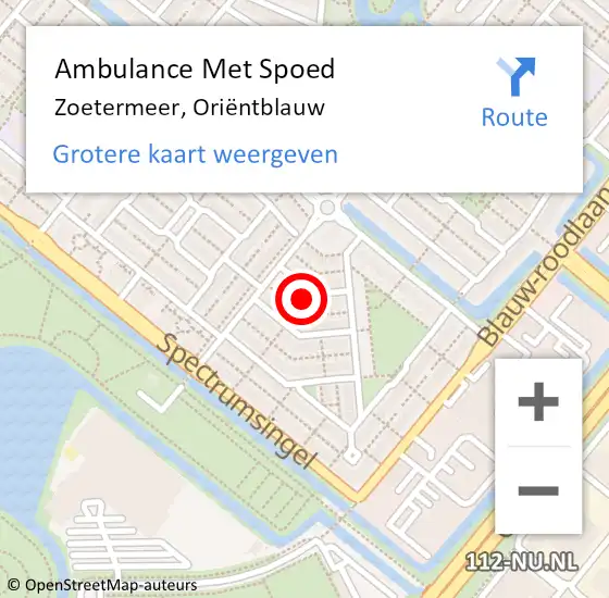 Locatie op kaart van de 112 melding: Ambulance Met Spoed Naar Zoetermeer, Oriëntblauw op 5 april 2025 07:29