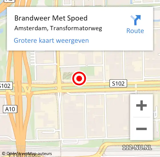Locatie op kaart van de 112 melding: Brandweer Met Spoed Naar Amsterdam, Transformatorweg op 5 april 2025 08:26