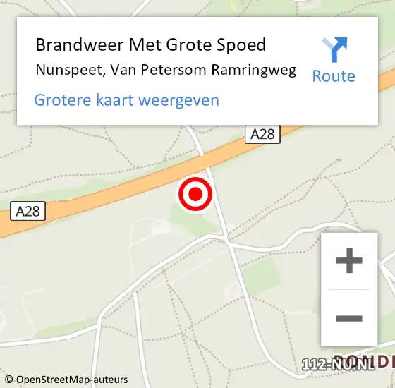 Locatie op kaart van de 112 melding: Brandweer Met Grote Spoed Naar Nunspeet, Van Petersom Ramringweg op 5 april 2025 08:43