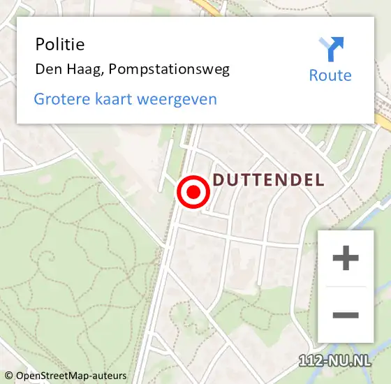 Locatie op kaart van de 112 melding: Politie Den Haag, Pompstationsweg op 5 april 2025 09:36