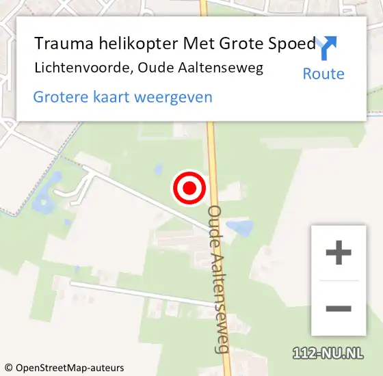 Locatie op kaart van de 112 melding: Trauma helikopter Met Grote Spoed Naar Lichtenvoorde, Oude Aaltenseweg op 5 april 2025 10:26