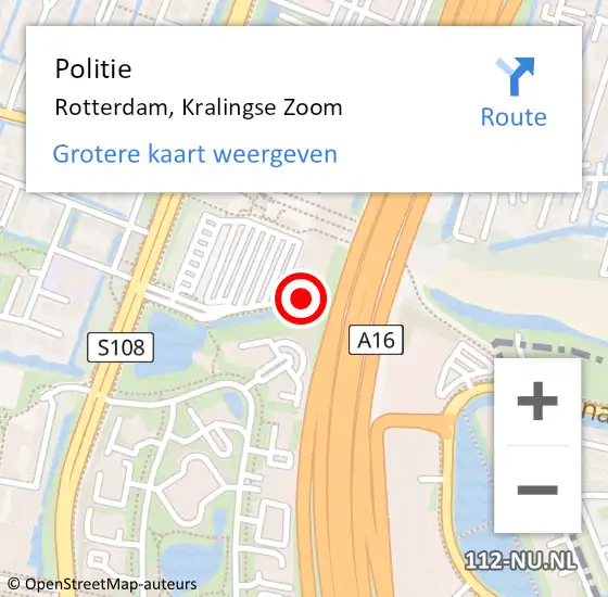 Locatie op kaart van de 112 melding: Politie Rotterdam, Kralingse Zoom op 5 april 2025 10:45
