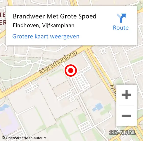 Locatie op kaart van de 112 melding: Brandweer Met Grote Spoed Naar Eindhoven, Vijfkamplaan op 5 april 2025 11:32
