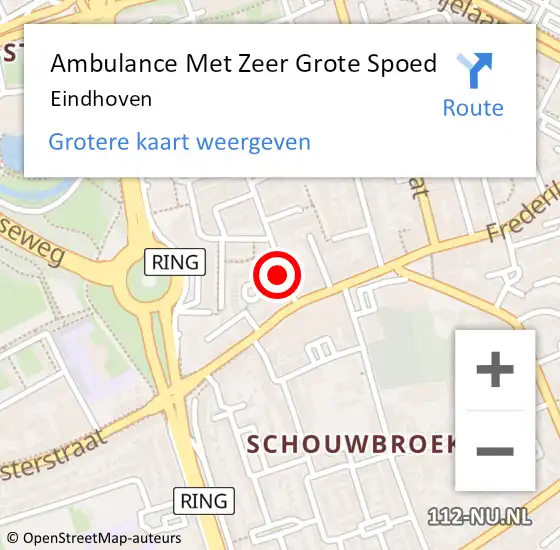 Locatie op kaart van de 112 melding: Ambulance Met Zeer Grote Spoed Naar Eindhoven op 5 april 2025 11:33