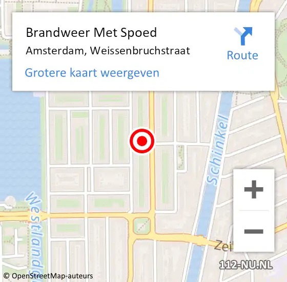 Locatie op kaart van de 112 melding: Brandweer Met Spoed Naar Amsterdam, Weissenbruchstraat op 5 april 2025 13:16