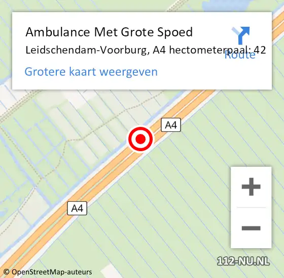 Locatie op kaart van de 112 melding: Ambulance Met Grote Spoed Naar Leidschendam-Voorburg, A4 hectometerpaal: 42 op 5 april 2025 14:12
