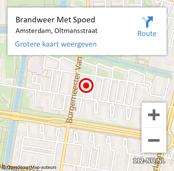 Locatie op kaart van de 112 melding: Brandweer Met Spoed Naar Amsterdam, Oltmansstraat op 5 april 2025 14:23