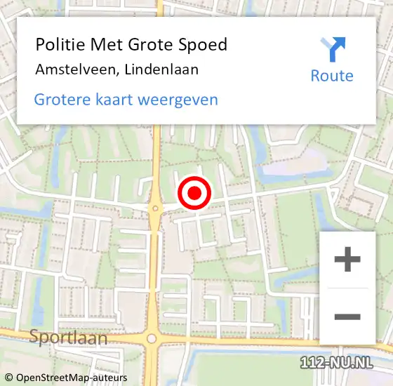 Locatie op kaart van de 112 melding: Politie Met Grote Spoed Naar Amstelveen, Lindenlaan op 5 april 2025 15:16