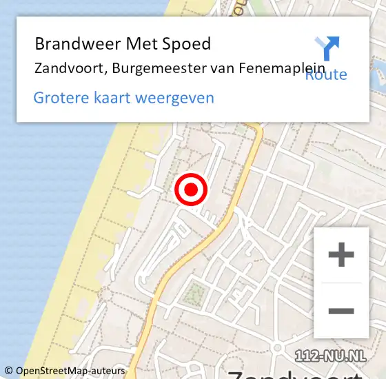 Locatie op kaart van de 112 melding: Brandweer Met Spoed Naar Zandvoort, Burgemeester van Fenemaplein op 5 april 2025 15:39