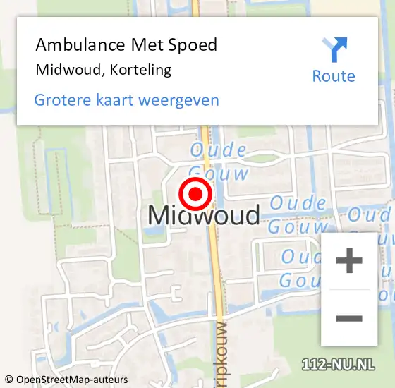 Locatie op kaart van de 112 melding: Ambulance Met Spoed Naar Midwoud, Korteling op 5 april 2025 16:01