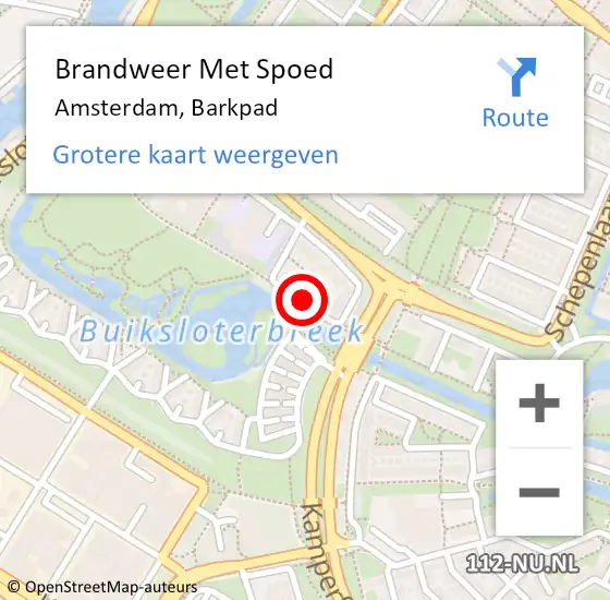 Locatie op kaart van de 112 melding: Brandweer Met Spoed Naar Amsterdam, Barkpad op 5 april 2025 16:03