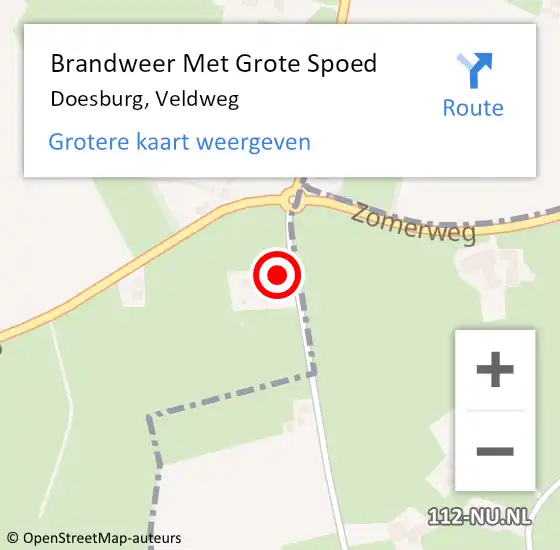 Locatie op kaart van de 112 melding: Brandweer Met Grote Spoed Naar Doesburg, Veldweg op 5 april 2025 16:08