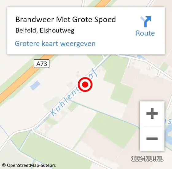 Locatie op kaart van de 112 melding: Brandweer Met Grote Spoed Naar Belfeld, Elshoutweg op 5 april 2025 16:49