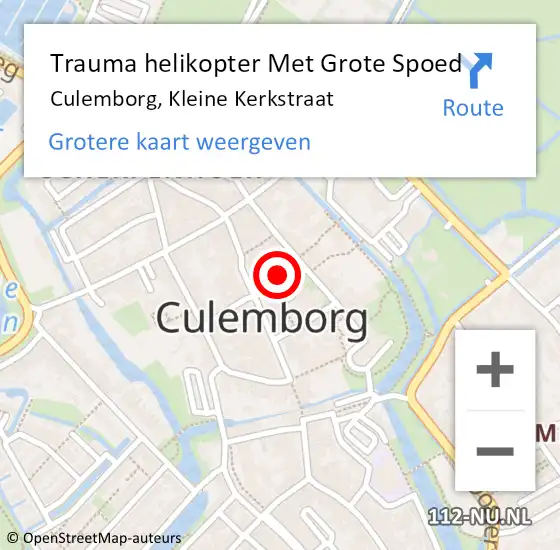 Locatie op kaart van de 112 melding: Trauma helikopter Met Grote Spoed Naar Culemborg, Kleine Kerkstraat op 5 april 2025 16:50