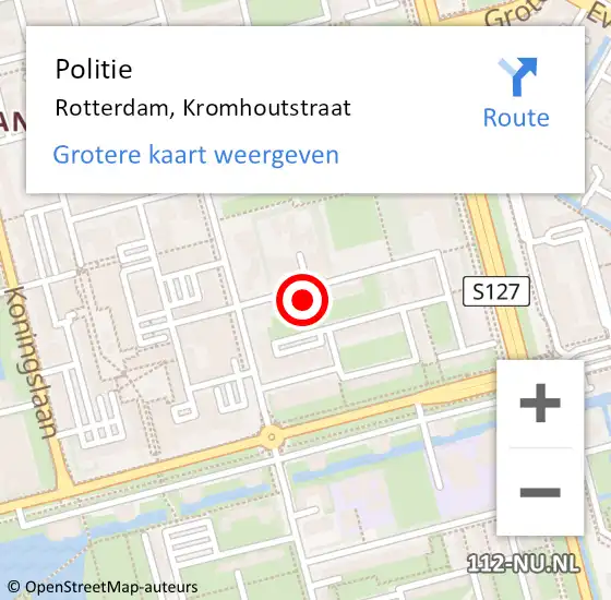 Locatie op kaart van de 112 melding: Politie Rotterdam, Kromhoutstraat op 5 april 2025 17:00
