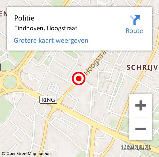 Locatie op kaart van de 112 melding: Politie Eindhoven, Hoogstraat op 5 april 2025 17:14
