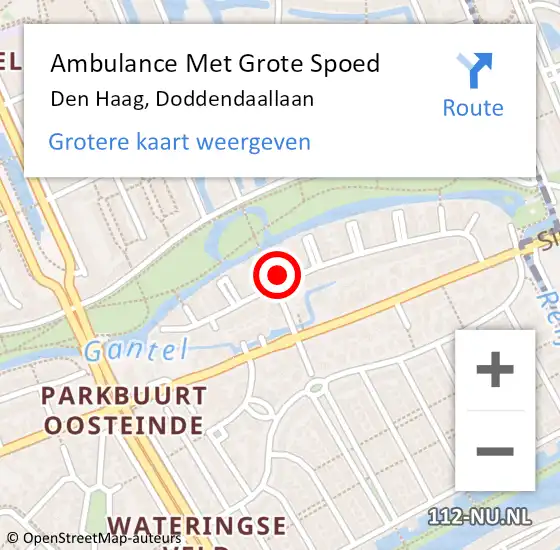 Locatie op kaart van de 112 melding: Ambulance Met Grote Spoed Naar Den Haag, Doddendaallaan op 5 april 2025 17:36
