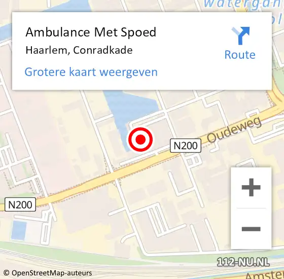 Locatie op kaart van de 112 melding: Ambulance Met Spoed Naar Haarlem, Conradkade op 5 april 2025 17:40