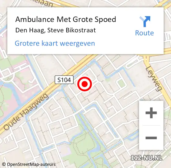 Locatie op kaart van de 112 melding: Ambulance Met Grote Spoed Naar Den Haag, Steve Bikostraat op 5 april 2025 17:44