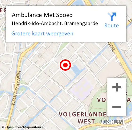 Locatie op kaart van de 112 melding: Ambulance Met Spoed Naar Hendrik-Ido-Ambacht, Bramengaarde op 5 april 2025 18:27