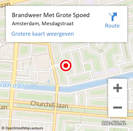 Locatie op kaart van de 112 melding: Brandweer Met Grote Spoed Naar Amsterdam, Mesdagstraat op 5 april 2025 18:41