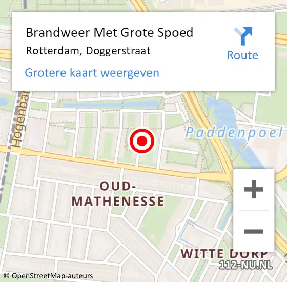 Locatie op kaart van de 112 melding: Brandweer Met Grote Spoed Naar Rotterdam, Doggerstraat op 5 april 2025 18:47