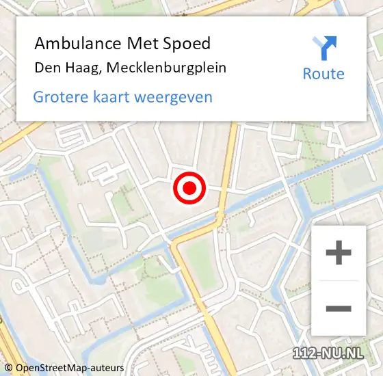 Locatie op kaart van de 112 melding: Ambulance Met Spoed Naar Den Haag, Mecklenburgplein op 5 april 2025 18:57