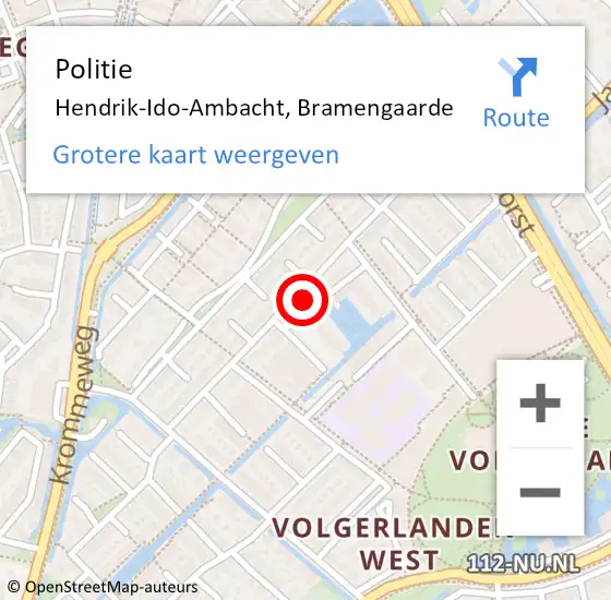 Locatie op kaart van de 112 melding: Politie Hendrik-Ido-Ambacht, Bramengaarde op 5 april 2025 19:10