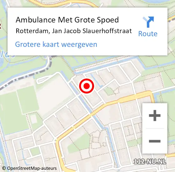 Locatie op kaart van de 112 melding: Ambulance Met Grote Spoed Naar Rotterdam, Jan Jacob Slauerhoffstraat op 5 april 2025 19:18