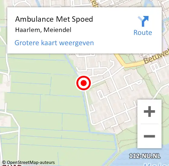 Locatie op kaart van de 112 melding: Ambulance Met Spoed Naar Haarlem, Meiendel op 5 april 2025 19:25